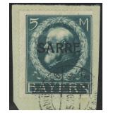Saar Stamps #38 Used on Piece with "Saarbrucken ?/