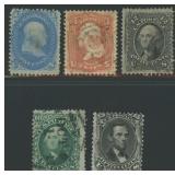 US Stamps #92 // 98 Used 1867 F-grills CV $1287.50