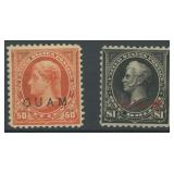 Guam Stamps #11-12 Mint No Gum 1899 overprinted hi