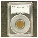 US Coins 1878 Indian Head Cent Graded VF25 by PCGS
