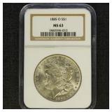 US Coins 1885-O Morgan Silver Dollar Graded MS63 b