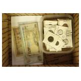 Worldwide Coins and Paper Money in 2 x 2s with lis