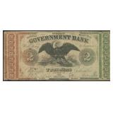 US 1862 $2 Government Bank Paper Money, Washington