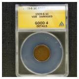 US Coins 1909-S VDB Lincoln Cent Graded G4 Details