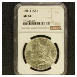 US Coins 1885-O Morgan Silver Dollar Graded MS64 b
