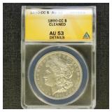 US Coins 1890-CC Morgan Silver Dollar Graded AU53
