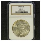 US Coins 1902-O Morgan Silver Dollar Graded MS63 b