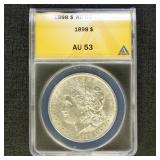 US Coins 1898 Morgan Silver Dollar Graded AU53 Det