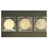 US Coins 3 Morgan Silver Dollars, circulated