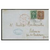 US Stamps #30A & 35 Used on Folded Letter to Franc