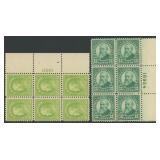 US Stamps #513 & #622 Mint Hinged Plate Blocks of