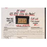 US Stamps #395 Line Pair Mint LH with Certificate