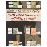 Hawaii Stamps #O1-O6 Official issues CV $480
