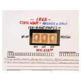 CSA Stamps #8 Mint NH Strip of 3 CV $235