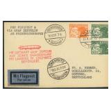 Austria Airmail Stamps tied on 1930 Saxony Graf Ze