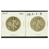 US Coins Walking Liberty Half Dollar lot of 2, 191