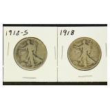 US Coins Walking Liberty Half Dollar lot of 2, 191