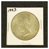US Coins 1923 Peace Silver Dollar, circulated