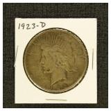 US Coins 1923-D Peace Silver Dollar, circulated