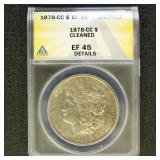 US Coins 1878-CC Morgan Silver Dollar Graded EF45