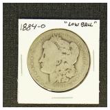 US Coins 1884-O Morgan Silver Dollar, heavily circ