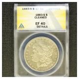 US Coins 1883-S Morgan Silver Dollar Graded EF40 b