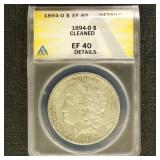 US Coins 1894-O Morgan Silver Dollar graded EF40 D