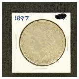US Coins 1897 Morgan Silver Dollar, circulated