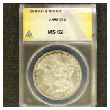 US Coins 1888-O Morgan Silver Dollar graded MS62 b