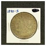 US Coins 1890-S Morgan Silver Dollar, circulated