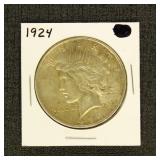 US Coins 1924 Peace Silver Dollar, circulated