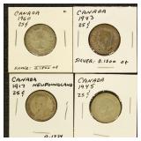 Canada Coins 8 Various Silver Coins