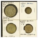Great Britain Coins 4 Various Silver Coins