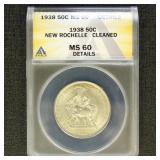 US Coins 1938 New Rochelle Commemorative Half Doll