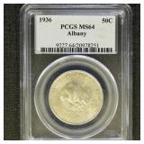 US Coins 1936 Albany Commemorative Half Dollar Gra