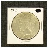US Coins 1922 Peace Silver Dollar, circulated