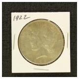 US Coins 1922 Peace Silver Dollar, circulated