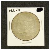 US Coins 1921-D Morgan Silver Dollar, circulated