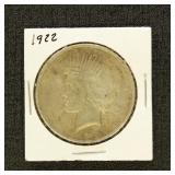 US Coins 1922 Peace Silver Dollar, circulated