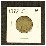 US Coins 1897-S Barber Quarter