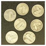 US Coins Standing Liberty Quarter lot of 7, circul