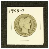 US Coins 1908-O Barber Half Dollar, circulated