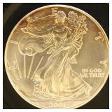 US Coins 2001 Silver Eagle, Uncirculated