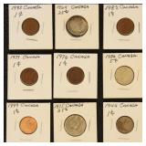 Canada Coins Small Group on 2 x 2s, one silver qua