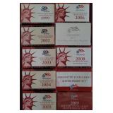 US Coins Silver Proof Sets: 1999, 2002-2010, all i
