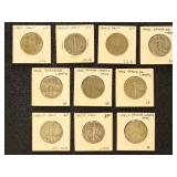 US Coins 10 Walking Liberty Silver Half Dollars in