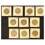 US Coins 10 Walking Liberty Silver Half Dollars in