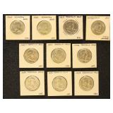 US Coins 8 Ben Franklin & 2 1964 Kennedy Silver Ha