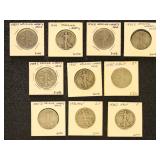US Coins 10 Walking Liberty Silver Half Dollars in
