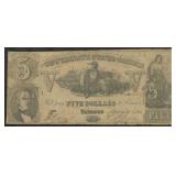 Confederate States of America Paper Money #T37 $5
